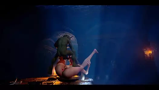 Kolej genç bir canavar goblin çük kapalı kendi kıçını tadı