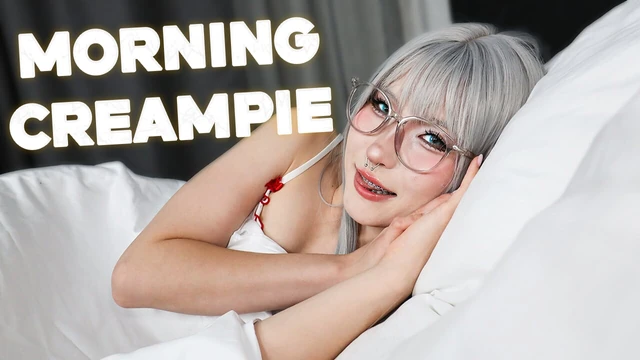 Petite Asian Braces Girl Morning Creampie - Real Homemade Sex