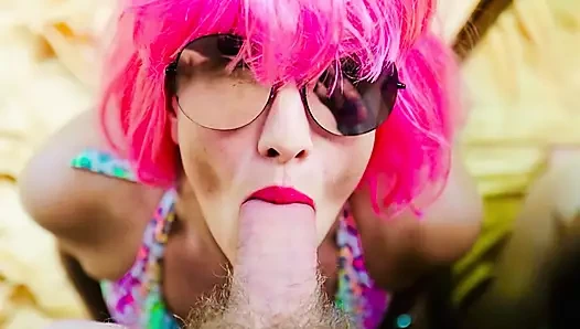 Pembe wig yaz alanı sakso