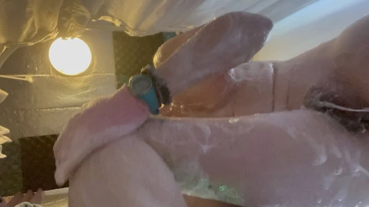 Quick shower. Awesome view of super real Rachel Wriggler as she cleans up after having a wank. Part 1 of 2.