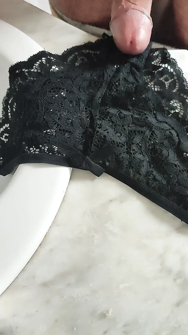 In a friend's bathroom Cumshot handjob tanga cum empty balls ruined orgasm