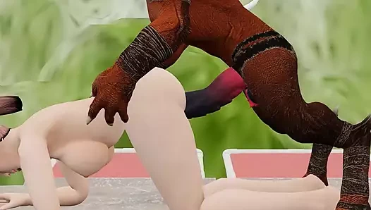 Kırmızı dev canavar büyük yarakla sert sikişiyor