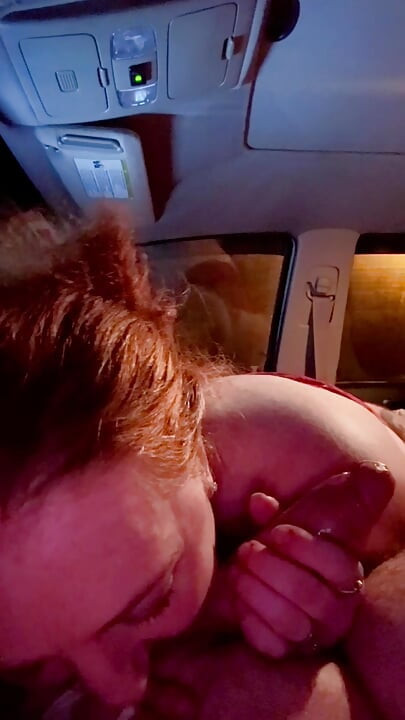 My neighbors redhead wife sneaks out at night to my truck and gives me an amazing blowjob
