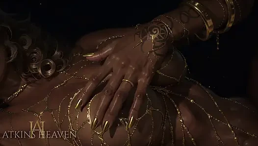 Ateşli zenci kadının büyük memeli masajı ve altın takı - atkins heaven