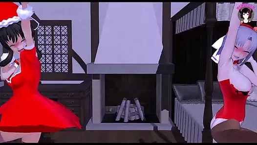 2 tatlı kız dans ediyor + üçlü seks (3 boyutlu hentai)