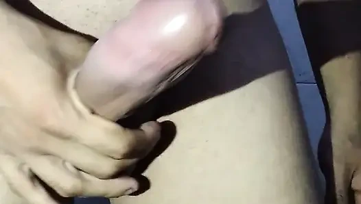 Young man taking off his underwear and masturbating his big thick cock very hard horny