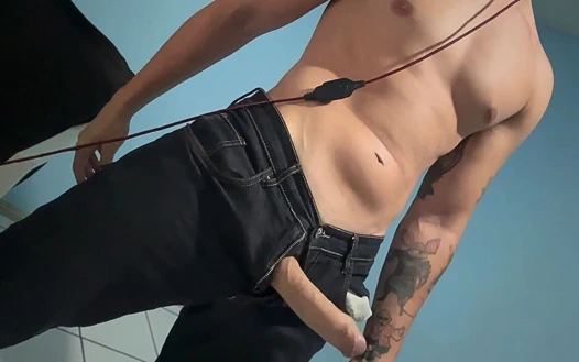 Solo Hot Man in Jeans Masturbating Until He Cums