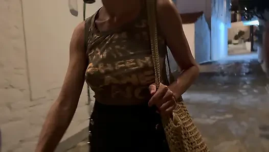 Siiting at a dinner table in this sheer blouse drew attention to people around us, I was feeling extremely sexy tonight