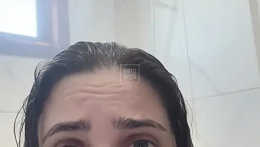 Naughty aunt makes naked call during shower