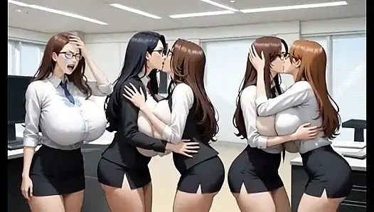 Офисные сиськи лесбиянки, Ai Анимация