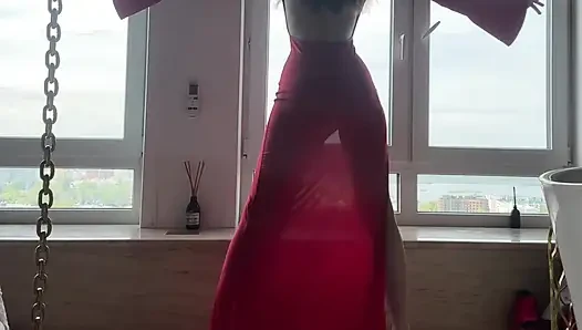 Evde rahatlatıcı - yoga - mükemmel şeffaf elbise
