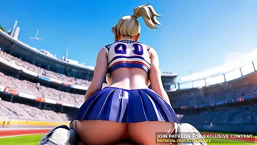 3 boyutlu animasyon : overwatch - mercy ponpon kız üniforması futbol stadyumunda sansürsüz hentai