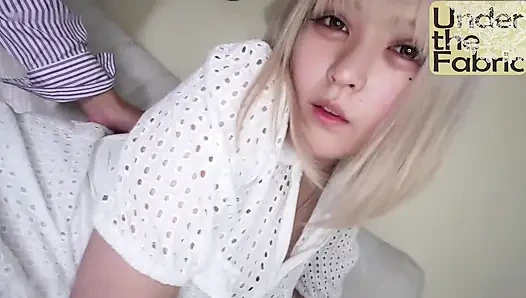 Charming Blonde H-cup Beauty From the Fashion World, Smiling as She Teases You Slowly