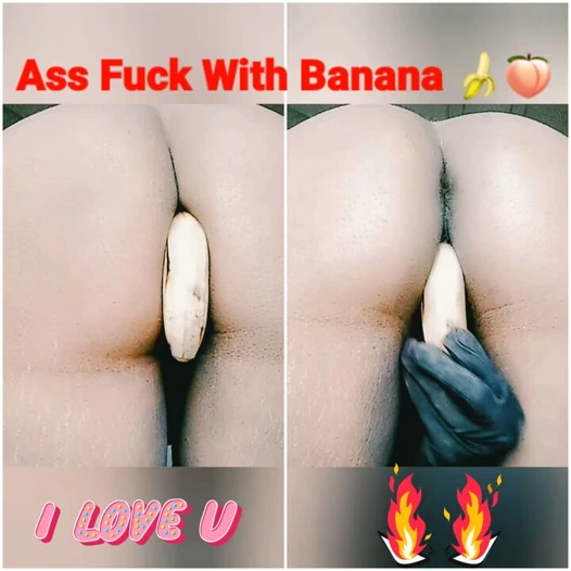 Bnana ile amcığını ve göt deliğini sikiyor