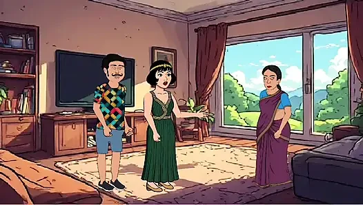 Hintli yenge ve evli kadın üçlü seks