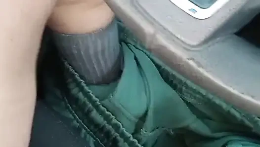 Public masturbate my pussy in the car wash, my husband's handjob in traffic! Part 1