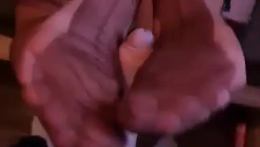 RHT naylon çoraplı ayakla mastürbasyon