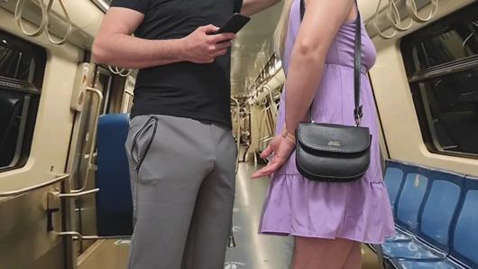 Watching how my wife is touched in public. She stroke stranger's erection on crowded subway