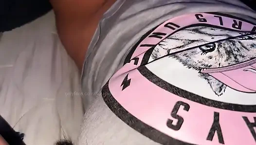 Under the sheets young girl touches her soft pussy