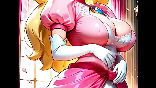 (yapay zeka oluşturuldu) Peach, Rosalina, Boo, Bowsette, Pauline ve Daisy'nin derlemesi