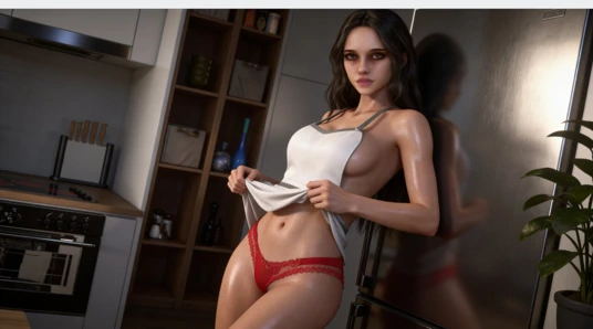 Ateşli genç kız benim için çok ateşli yemek yapıyor