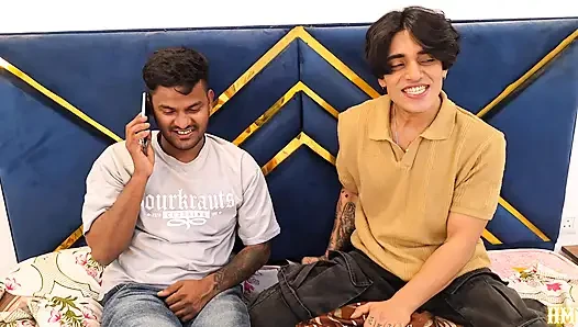 Indian Asian Desi Three Friends enjoying threesome Hardcore Fucking Two Big Cock