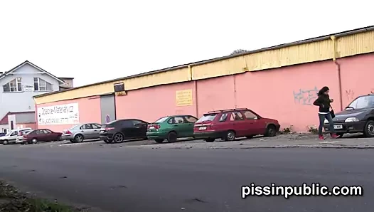 Lovely girls in tight jeans made it still in time to squat