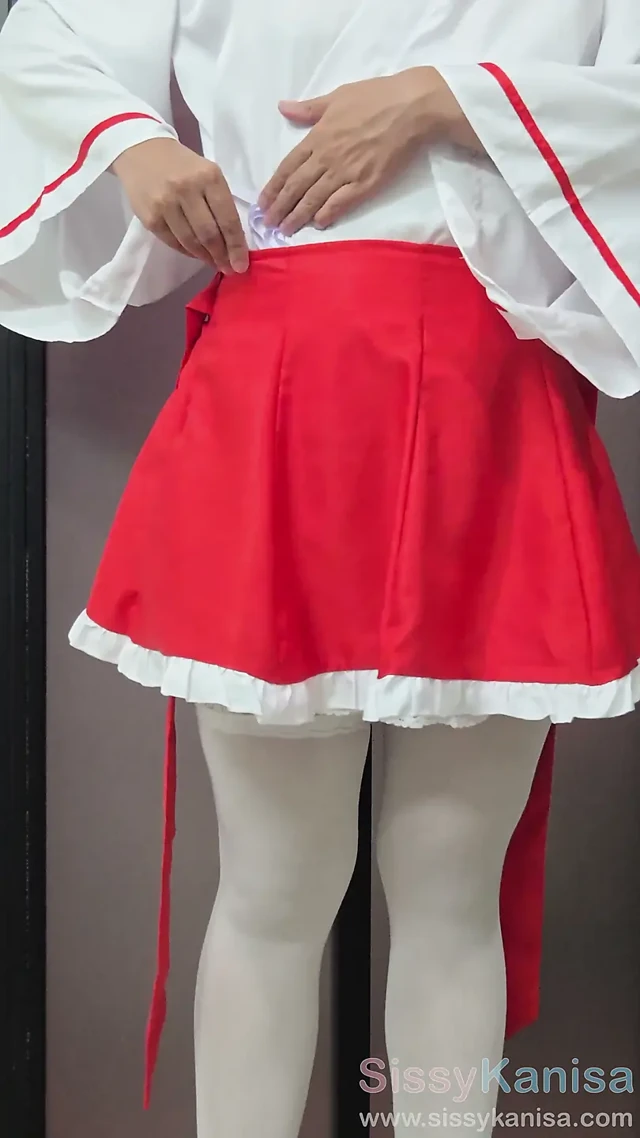 Kadın kılıklı kanisa kısa etek miko cosplay ep1: giyinme