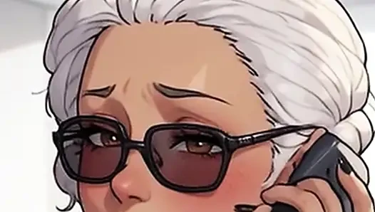 Зрелая секретарша Waifu в видео от первого лица - офисный телефонный звонок крупным планом, соблазнение сисек и раздевание