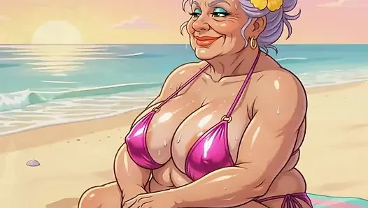 Sahilde seksi büyük göğüsler