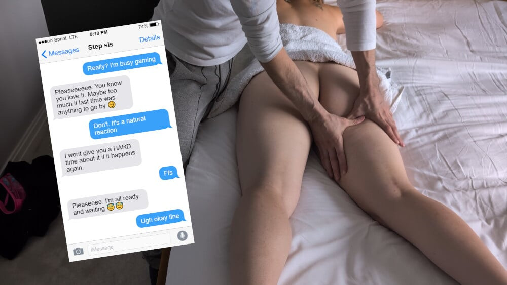 Üvey erkek kardeş yaramaz masaj yapıyor - büyük göt yayılıyor