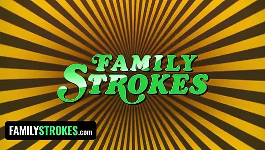 Family Strokes - muhteşem hatun şehvetli üvey babasının vücudunda ne isterse yapmasına izin veriyor