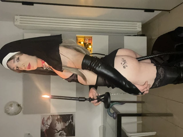 Sexy sissy slut nun in chastity celebrates her slutty mass, begging to be blessed with lots of BBC to serve