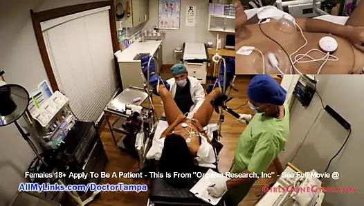 Tampalı doktor orgazm araştırması için seksi latina melany lopez kullanıyor