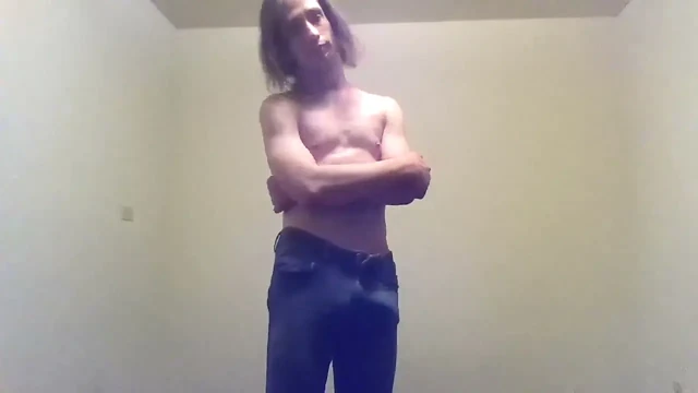 Transgirl Pre-op Topless in Only Jeans, Aroused  Self-photography Posing