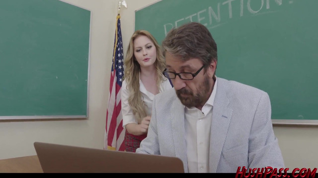 Bubble butt blonde Sable Jones fucks her teacher