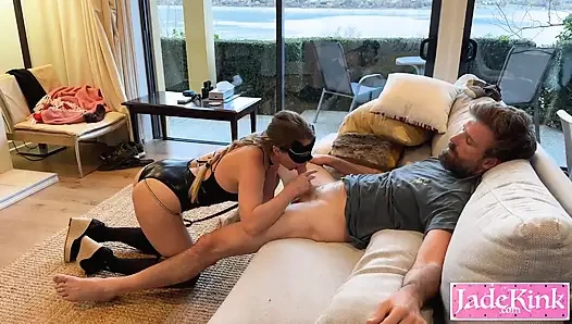 Seksi lateks kedi kadın yarak emici - jade kink en iyi sakso