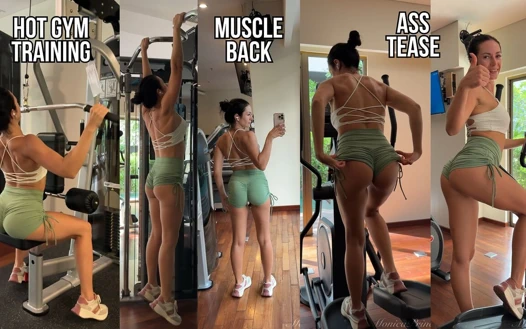 Ateşli esmer mükemmel götünü ve kasını gösteriyor