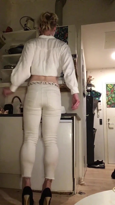 SissyWhiteboi Jes Brinch in white jeans | Clip 1