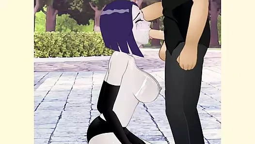 İblis sürtük Raven sürtük boğazını kullanıyor ve büyük bir yarakla acımasızca sikiliyor