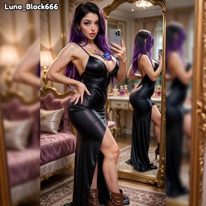 Luna Black kameralar için modellik yapıyor. (yapay zeka oluşturuldu) - %100 3D animasyonlu içerik. İş arkadaşı yok, gerçek insanlar yok.