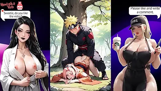 Anime Naruto'dan ateşli kaltak Sakura ile 2 boyutlu hentai derlemesi