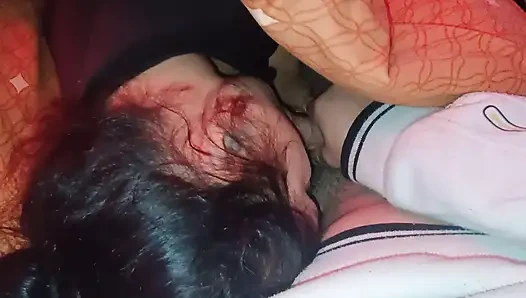 Stepdaughter sneaks under the blanket and wakes me up sucking my dick