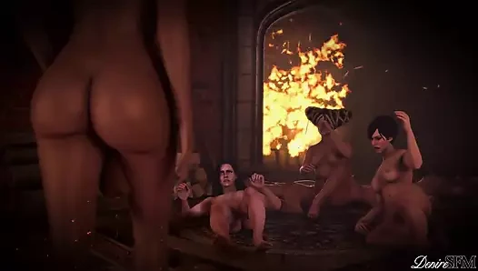Ciri birkaç futanari lodge üyesiyle grup seks yapıyor - orman evi yolsuzlukları 3 - witcher futanari'nin kurbanları