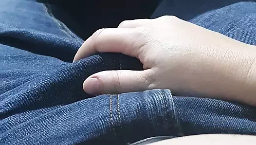 Step mom hand slip on step son jeans touching his