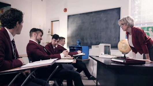 Detention, students in gangbang with busty teacher Dee Williams