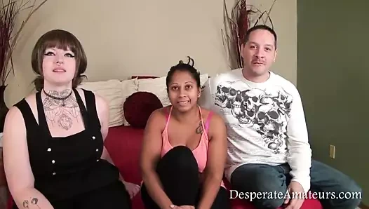 Hint dolgun ve şişman beyaz kız ve iki adam.