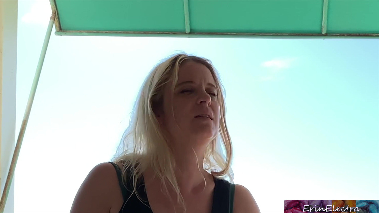 Stepmom on vacation by the ocean fucks stepson