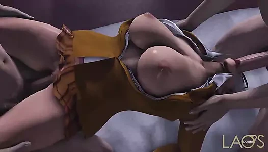 Mükemmel göğüslü kız aynı anda iki horoz alıyor