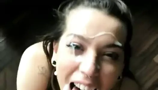 Jerks him on her face for a fat load